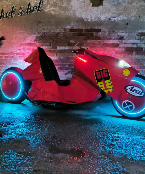 real-life shotaro kaneda’s akira bike by bel&bel glows in the dark with neon-light tires