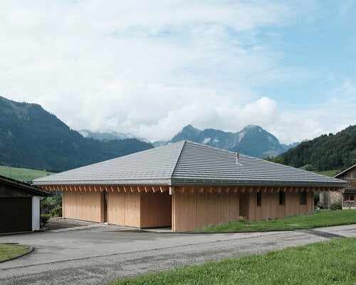 swiss architect charly jolliet tops this minimalist alpine house with a pyramid roof
